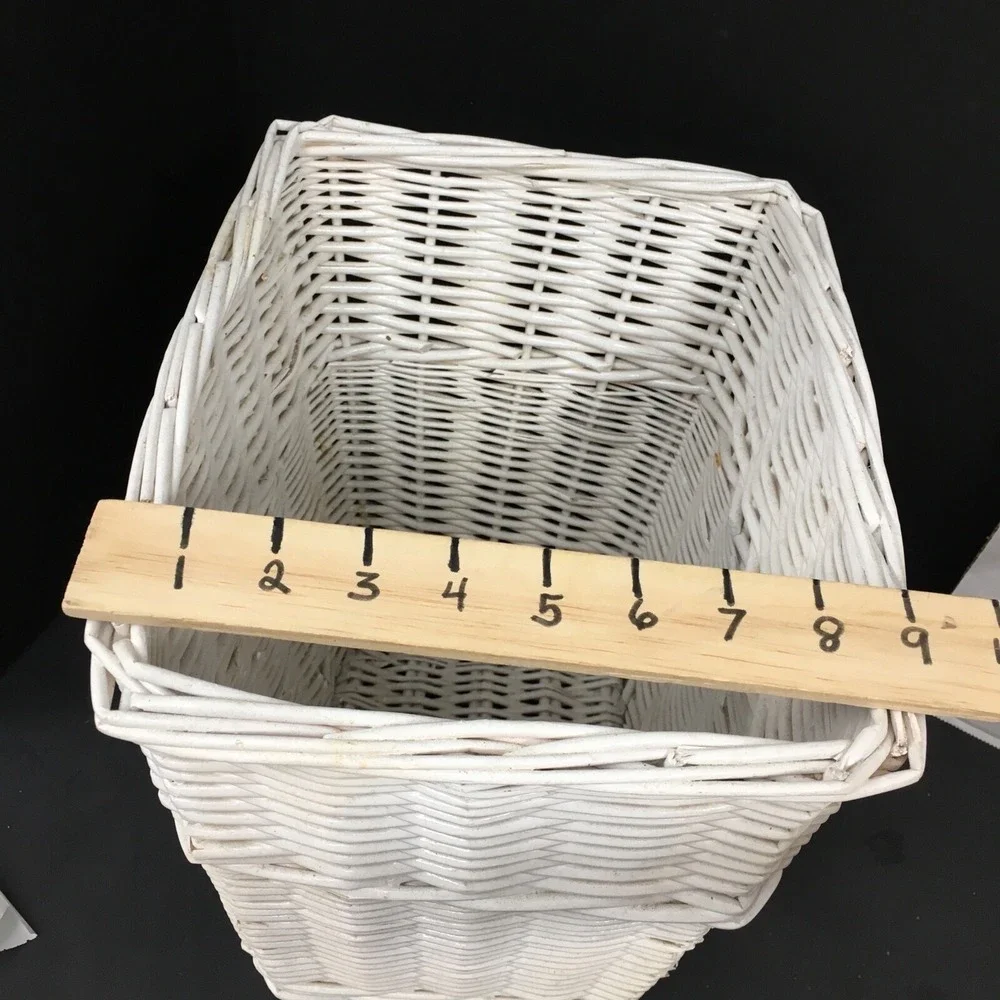 Wicker Wastebasket Garbage Can Shabby Chic Style Cottage Rectangular 11